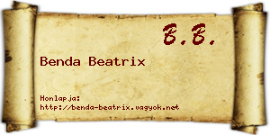 Benda Beatrix névjegykártya